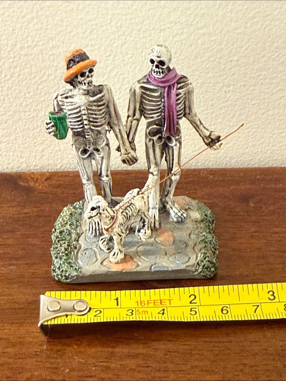 Lemax Moonlight Stroll Skeletons Walking Dog #82571 Halloween Village Decor